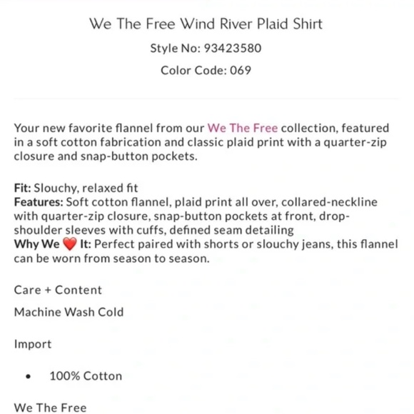 NWOT We The Free Wind River Plaid Shirt Red Flannel Size: Medium - Picture 8 of 8